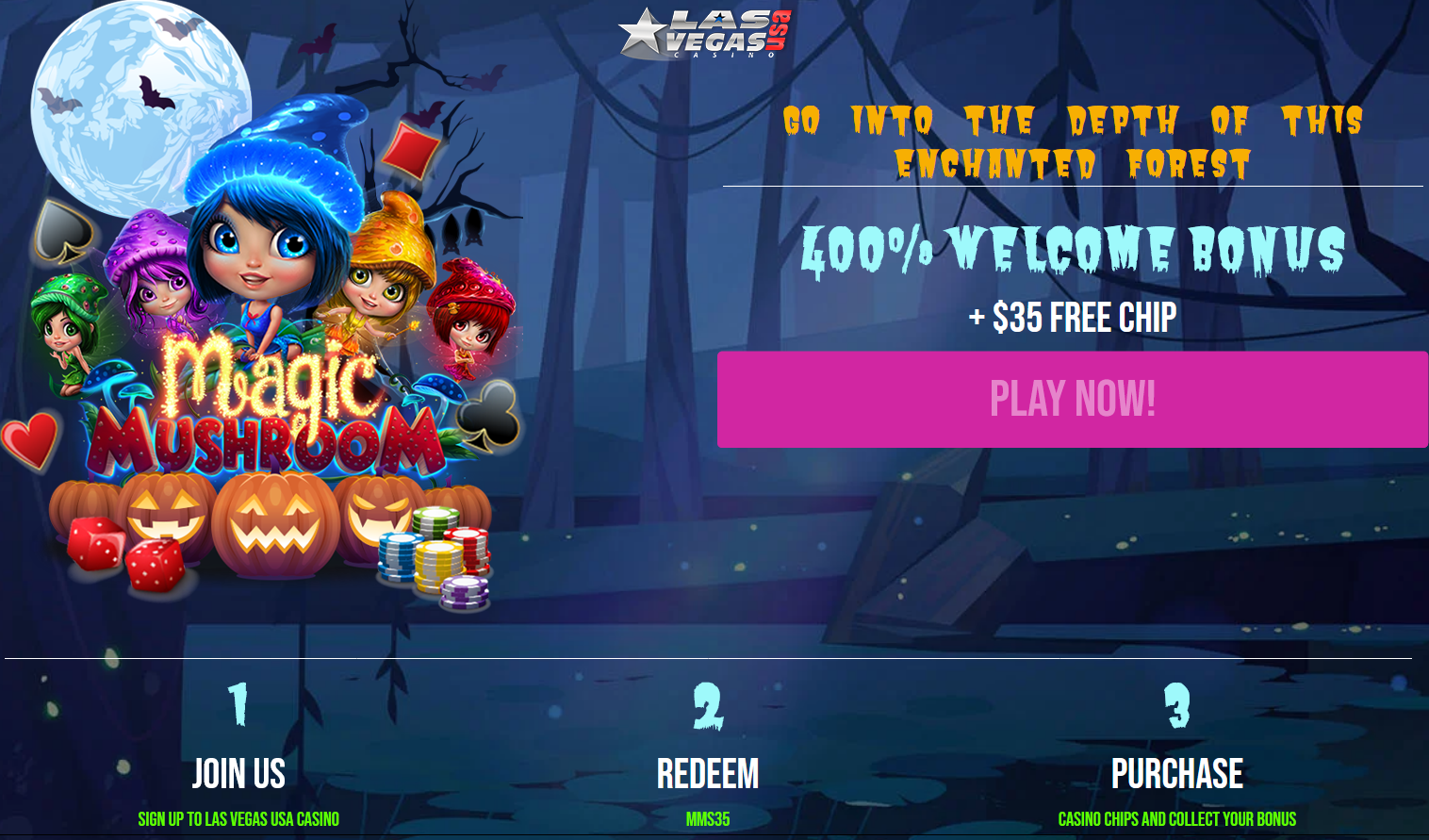 400% WELCOME BONUS | + $35 FREE CHIP 400% WELCOME BONUS | + $35 FREE CHIP